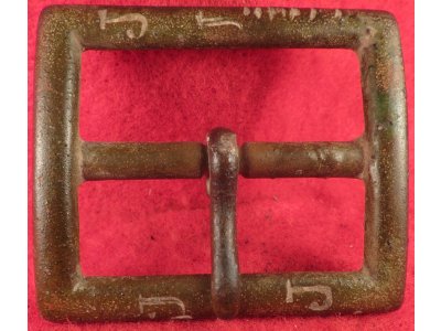  - ON SALE - 1902 Pattern US Army Garrison Belt Buckle with Carved Initials & Notches